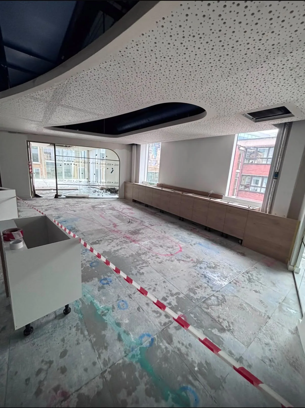 Modern commercial fit-out during detailed construction cleaning